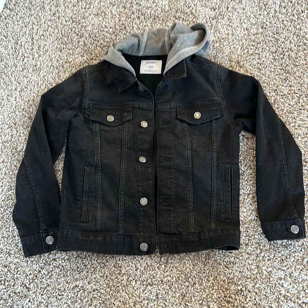 Boys hooded old navy jean jacket - black